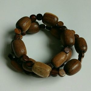 Wooden beads spiral wrap bracelet